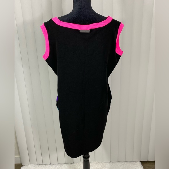 ELHOFFER DESIGN Pride Rainbow Fitted Knit Sheath Mini Dress Sleeveless Black - Picture 10 of 14